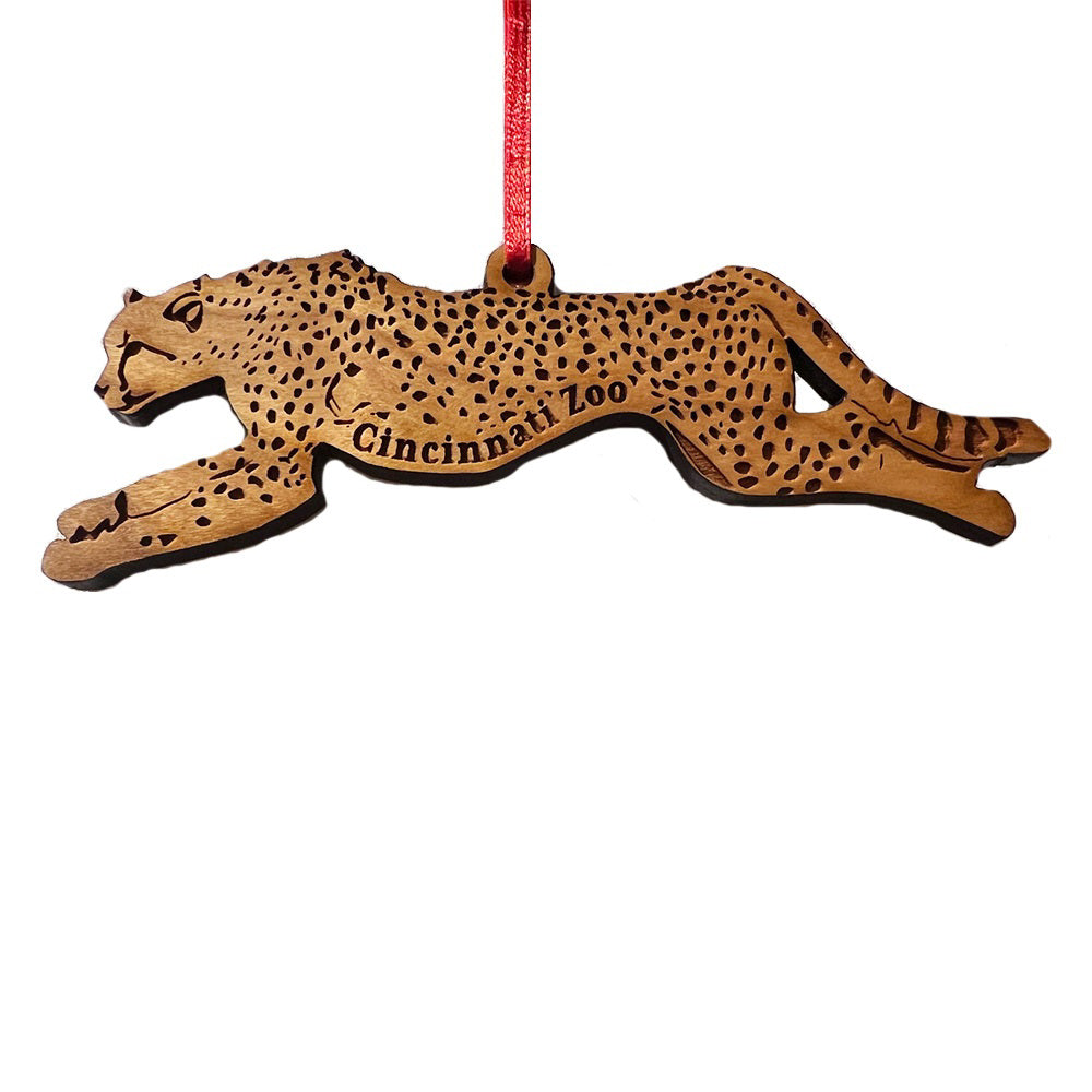 Ornament Wood Cheetah Run