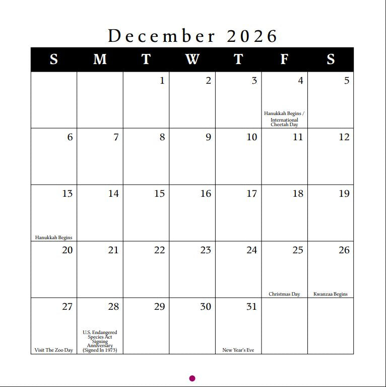 2026 Cincinnati Zoo Calendar