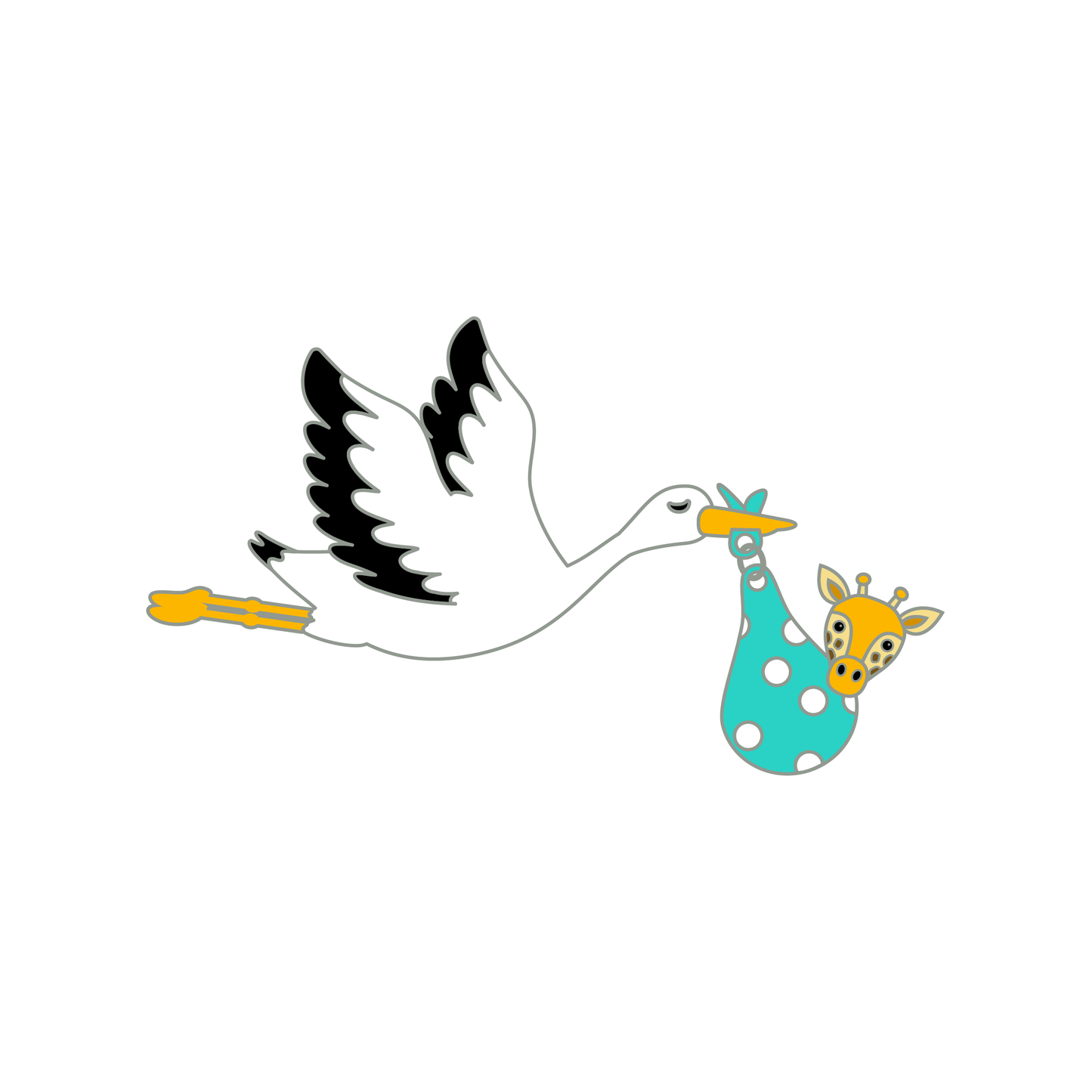 PIN STORK W/GIRAFFE