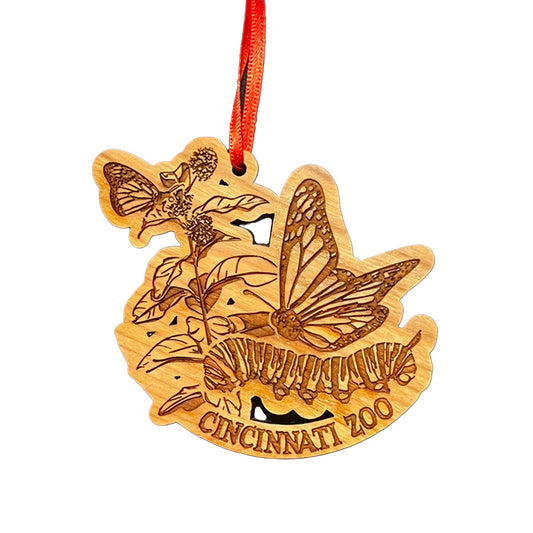 Ornament Wood Monarch Cycle