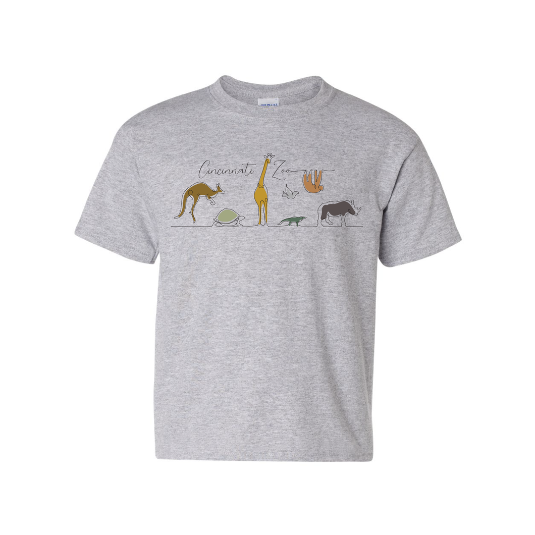 YOUTH TEE LINE ART ANIMALS