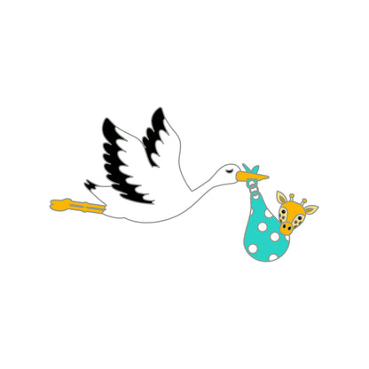 Stork With Baby Giraffe Pin