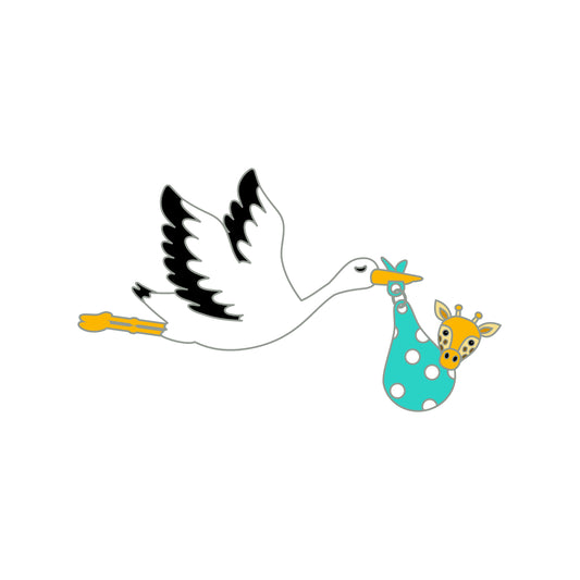 Stork With Baby Giraffe Pin