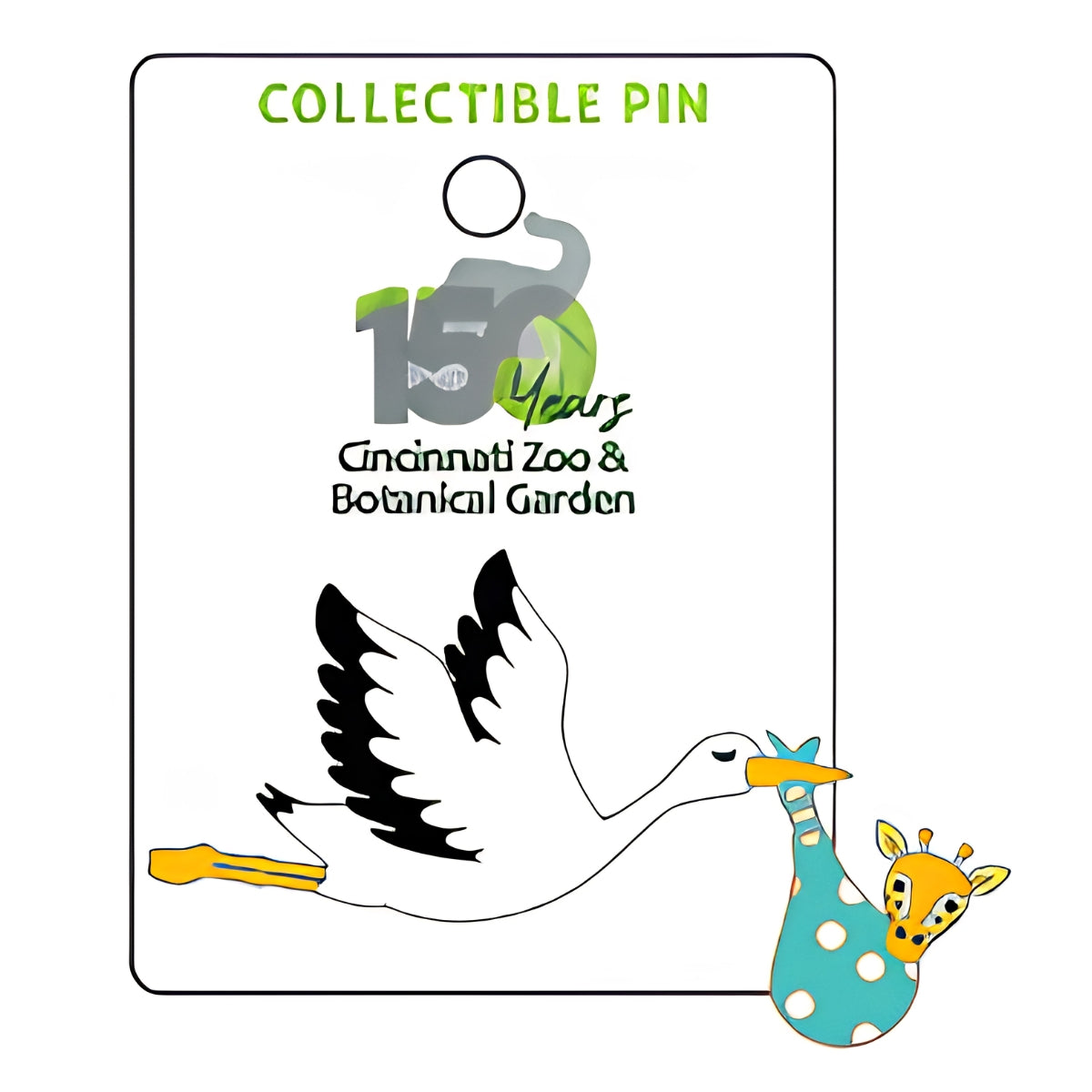 Stork with Giraffe Baby Pin