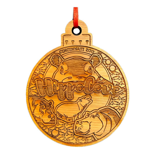 Ornament Wood Hippo Cove