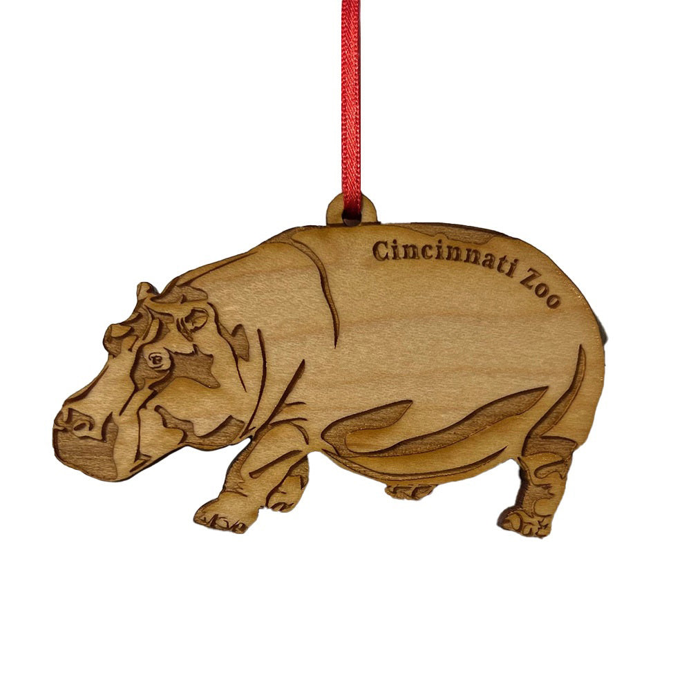 Ornament Wood Hippo