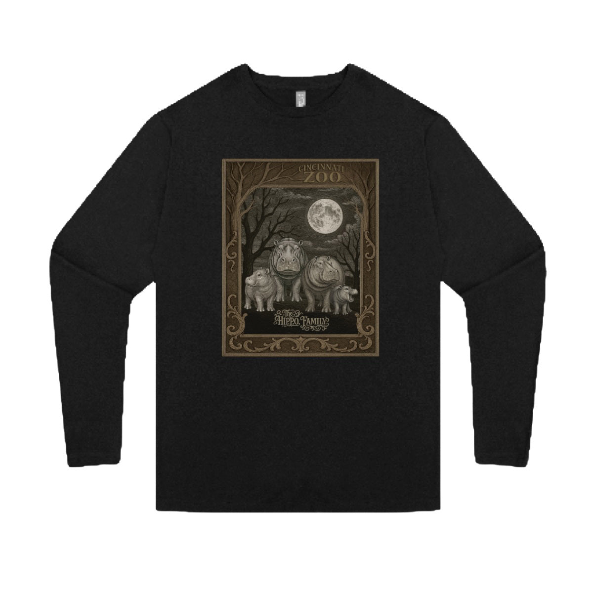 Adult Long Sleeve Tee The Hippo Family SM