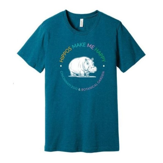 ADULT TEE HIPPOS MAKE HAPPY 3X